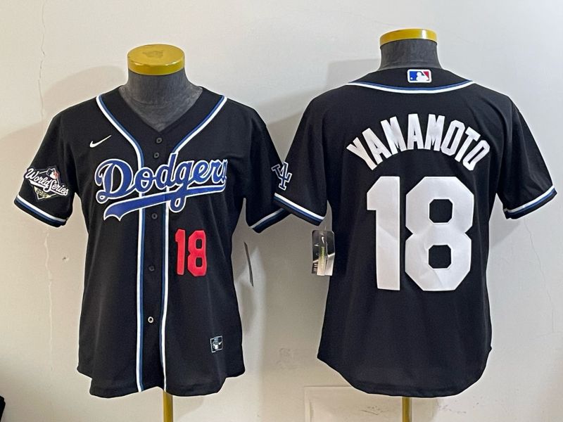 Women Nike 2026 Los Angeles Dodgers #18 Yamamoto Black Game MLB Jersey 05->women mlb jersey->Women Jersey